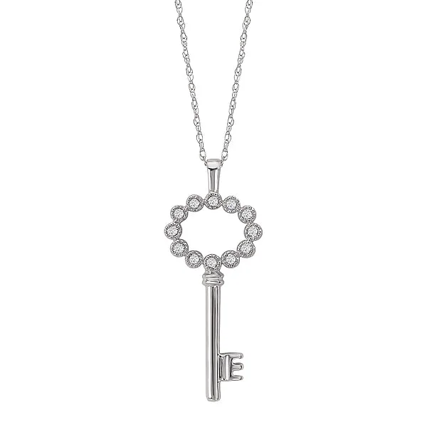 silver rope chain men Diamond Key Necklace