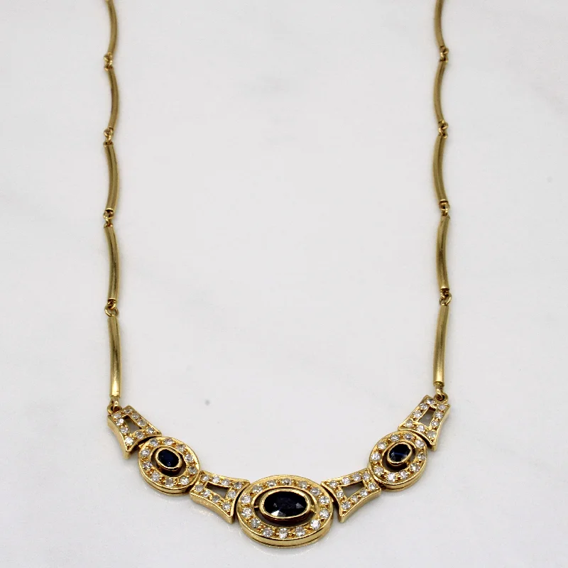 unique emerald green ring Diamond & Sapphire Pendant Necklace | 0.70ctw, 0.65ctw | 14" |