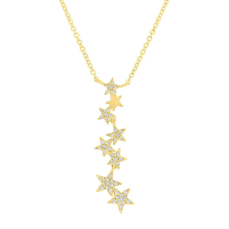 gold-plated chain necklace with charms Diamond Star Pendant in Yellow Gold