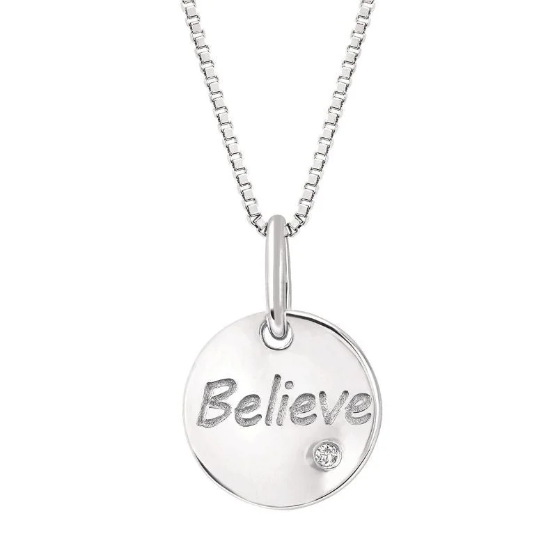 silver moon and star pendant Diva Diamonds® "Believe" Charm Pendant
