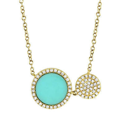 hammered copper wedding band Double Disc Turquoise Necklace