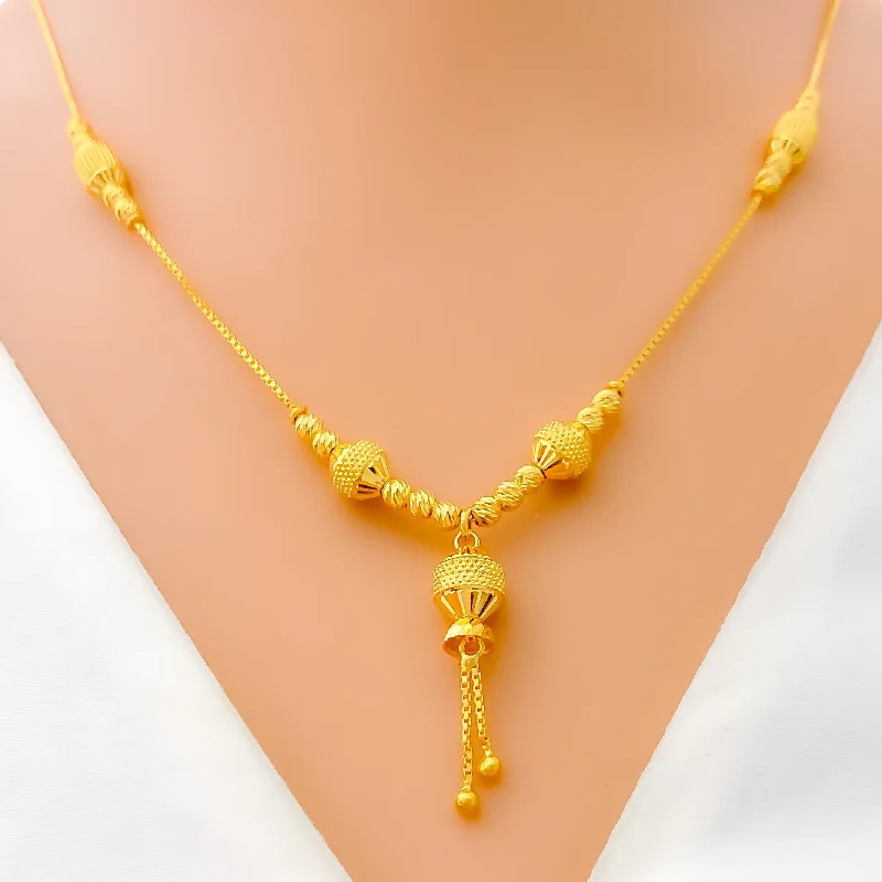 Dressy Beaded 22k Gold Necklace