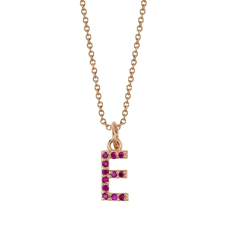 hammered gold stacking rings E Initial Birthstone Charm Necklace