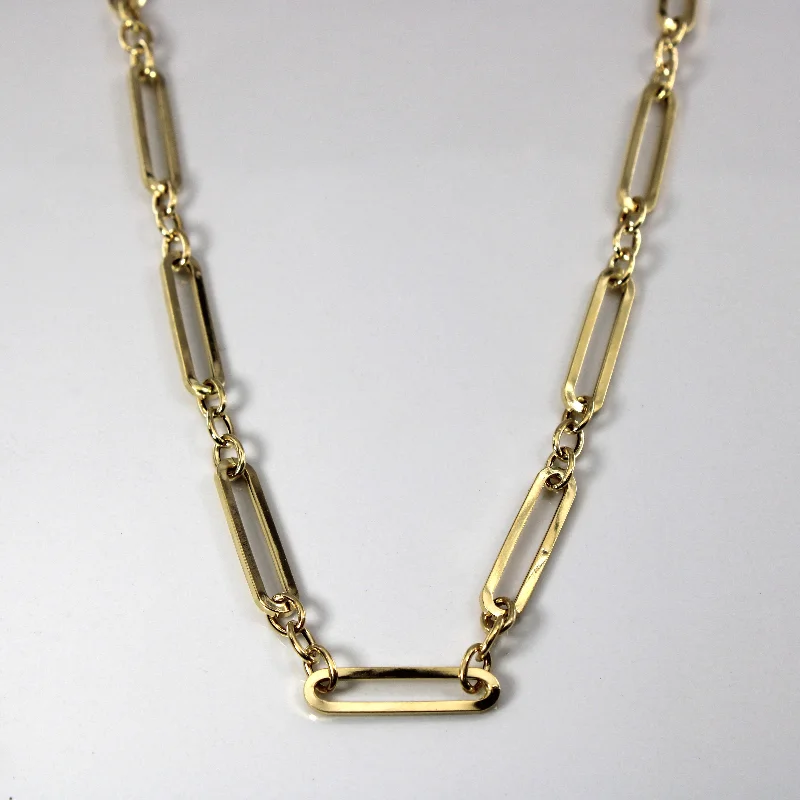 diamond halo pendant necklace 18k Yellow Gold Elongated Rolo Chain Necklace | 16"|