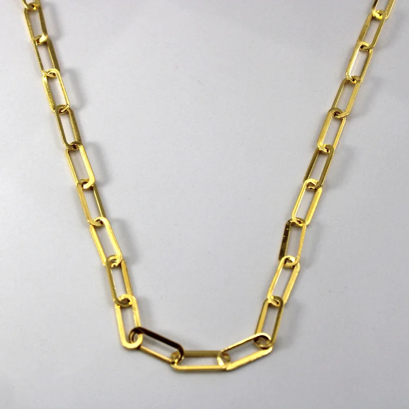 handmade braided leather necklace 22k Yellow Gold Elongated Rolo Link Gold Chain | 24"|
