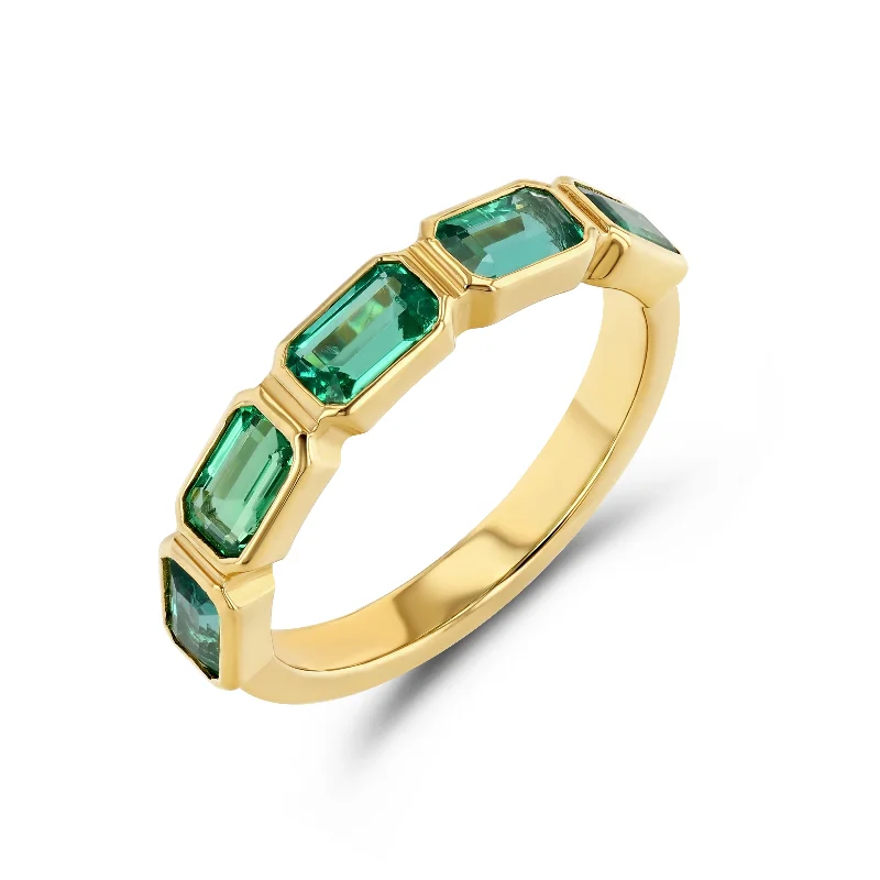 elegant drop earrings wedding Emerald Emerald Cut Bezel Set Band