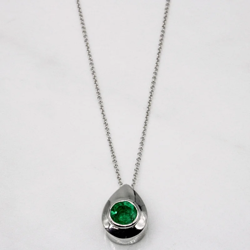 diamond tennis bracelet real Emerald Teardrop Pendant & 14k Necklace | 1.10ct | 18" |