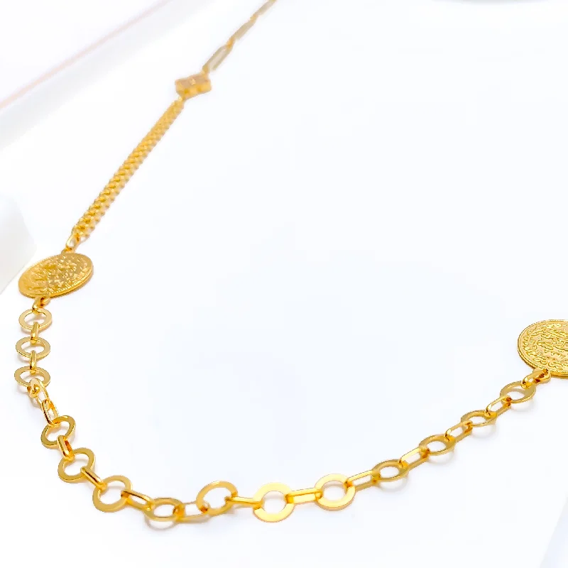 Everlasting Regal 21k Gold Long Coin CZ Necklace