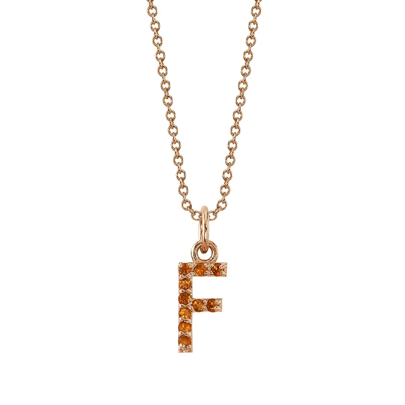 vintage-style floral brooch F Initial Birthstone Charm Necklace