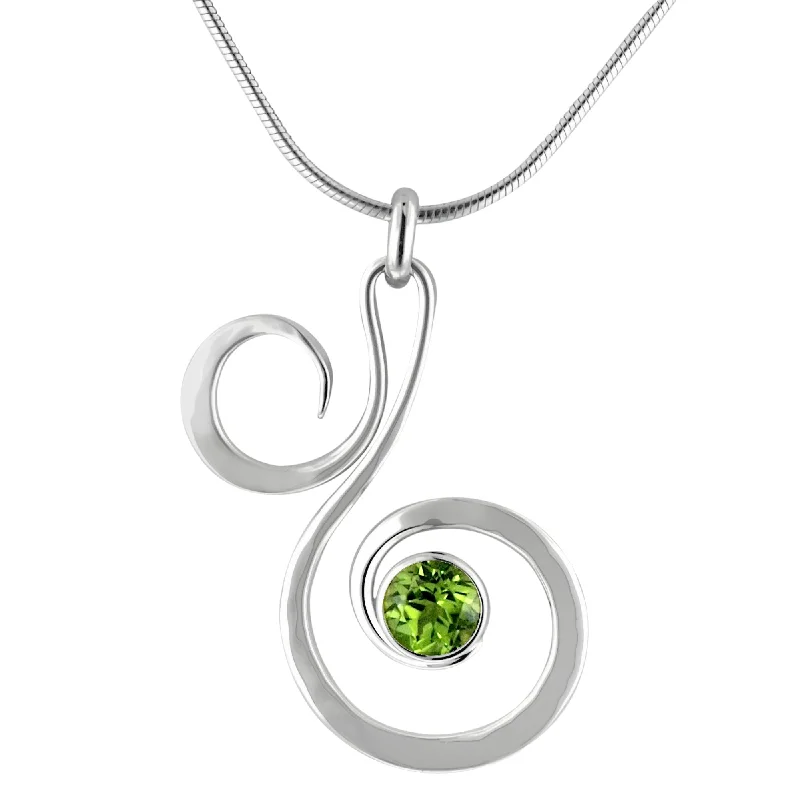 minimalist rose gold bracelet Fiddlehead Peridot Pendant