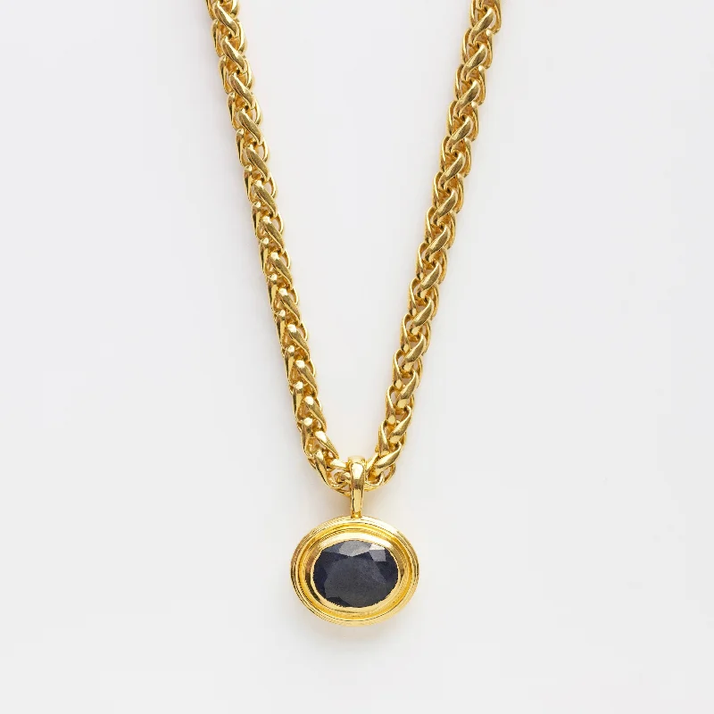 vintage sapphire necklace Vintage Sapphire Pendant & Spiga Chain
