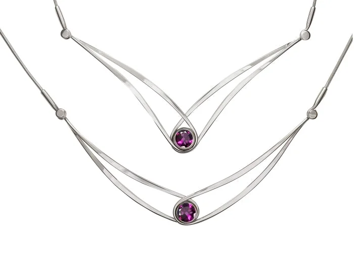 unique tribal silver ring Gemstone Swing Necklace