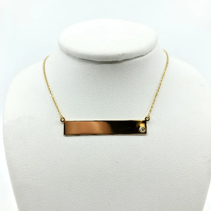 rose gold bezel ring Gold Plated Sterling Silver Bar Pendant