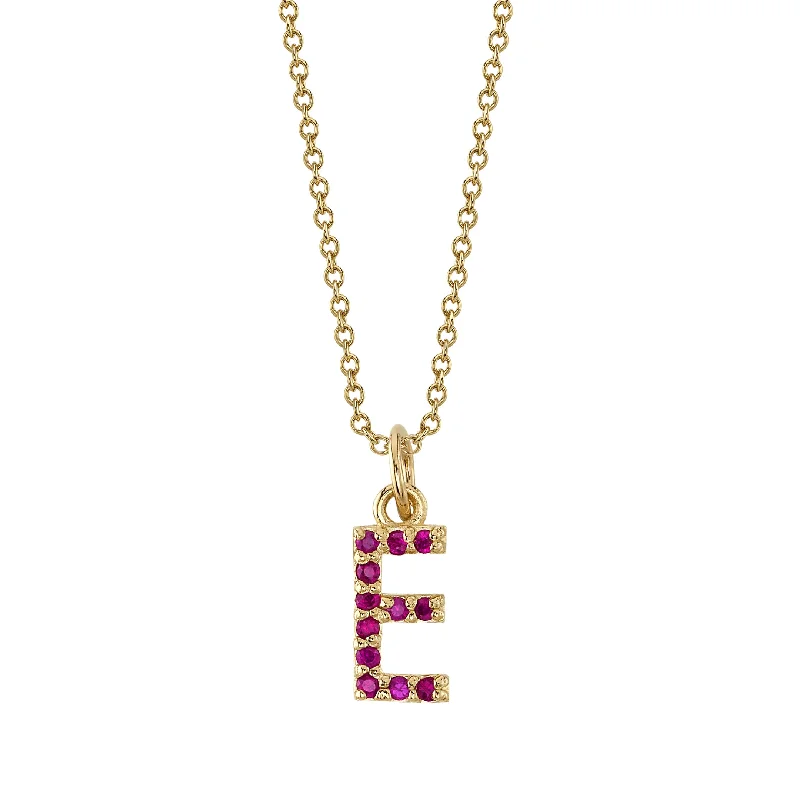 thin silver chain necklace E Initial Birthstone Charm Necklace