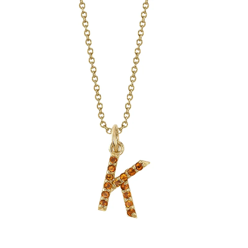 twisted rope gold chain K Initial Birthstone Charm Necklace