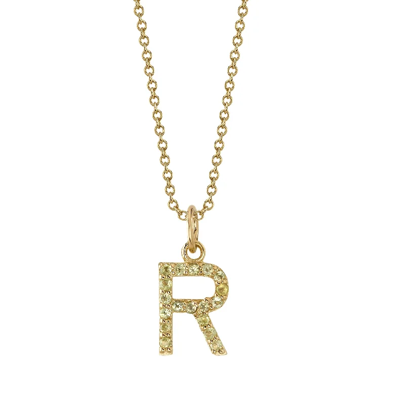 vintage sapphire engagement ring R Initial Birthstone Charm Necklace