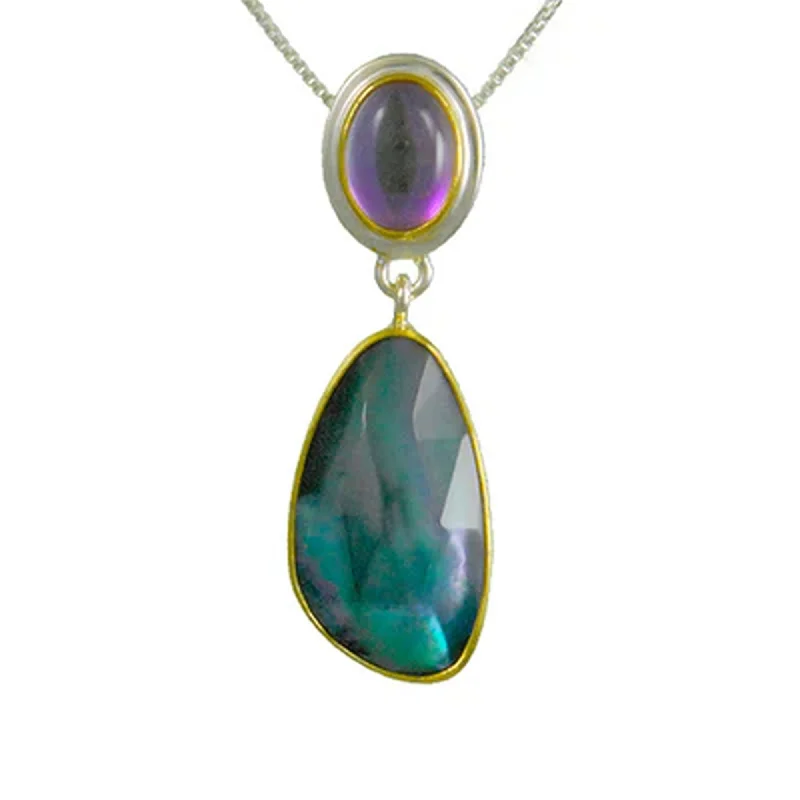black diamond eternity band Iridescence Pendant with Mother of Pearl