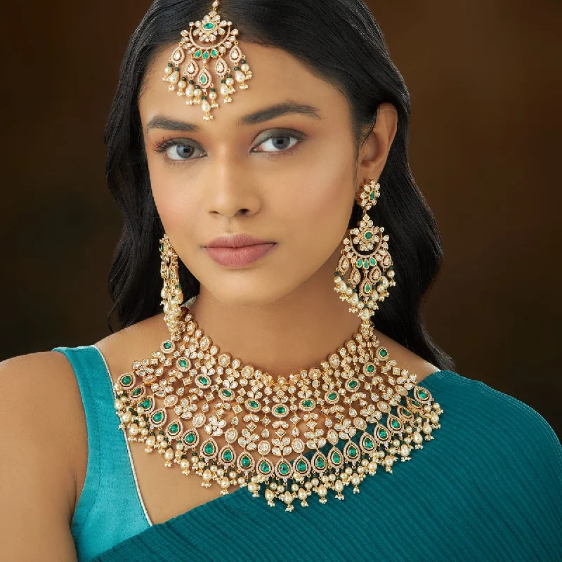 silver feather charm necklace Kundan Necklace 145051