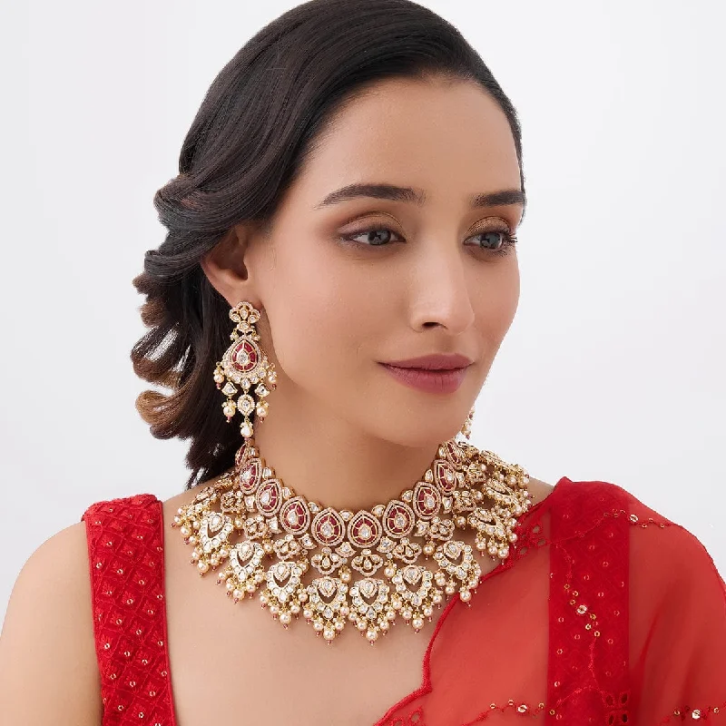classic diamond solitaire necklace Kundan Necklace 164048