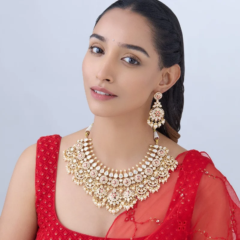 chunky silver hoop earrings Kundan Necklace 165877