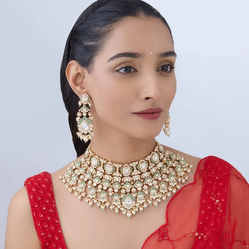 heart pendant necklace gold Kundan Necklace 167021