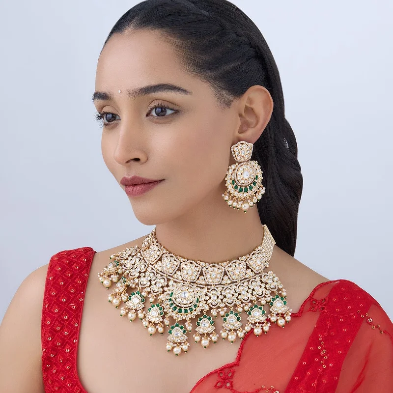 celestial sun and moon earrings Kundan Necklace 167023