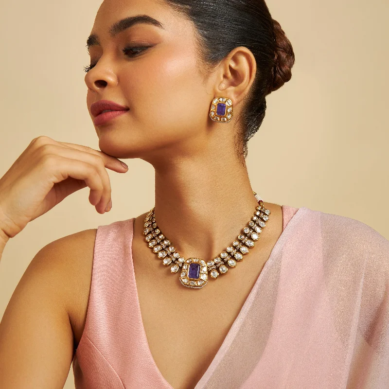 celestial moon and star necklace Kundan Necklace 169663