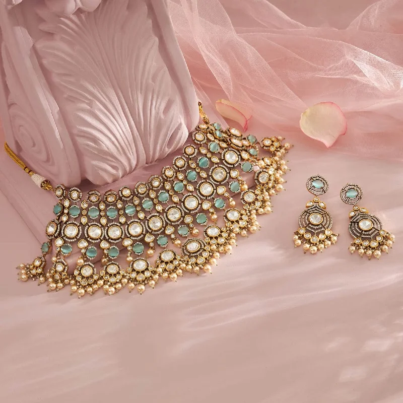 gold bar earrings minimalist Kundan Necklace 169679