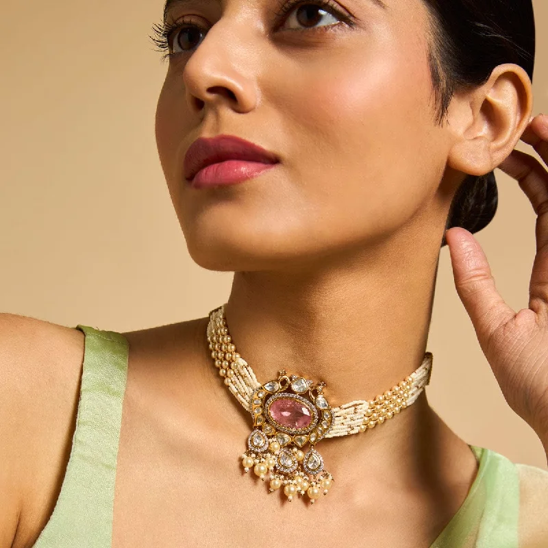 vintage lock and key necklace Kundan Necklace 173030