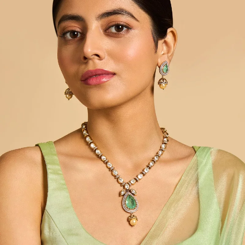 simple engraved wedding ring Kundan Necklace 173036