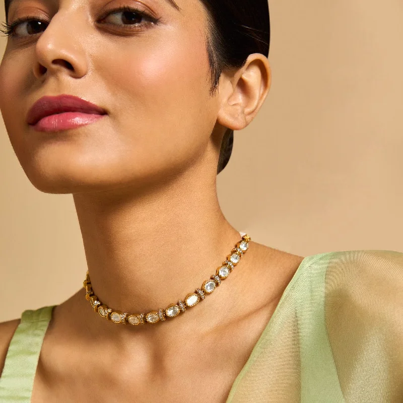 sparkling diamond drop earrings Kundan Necklace 173037