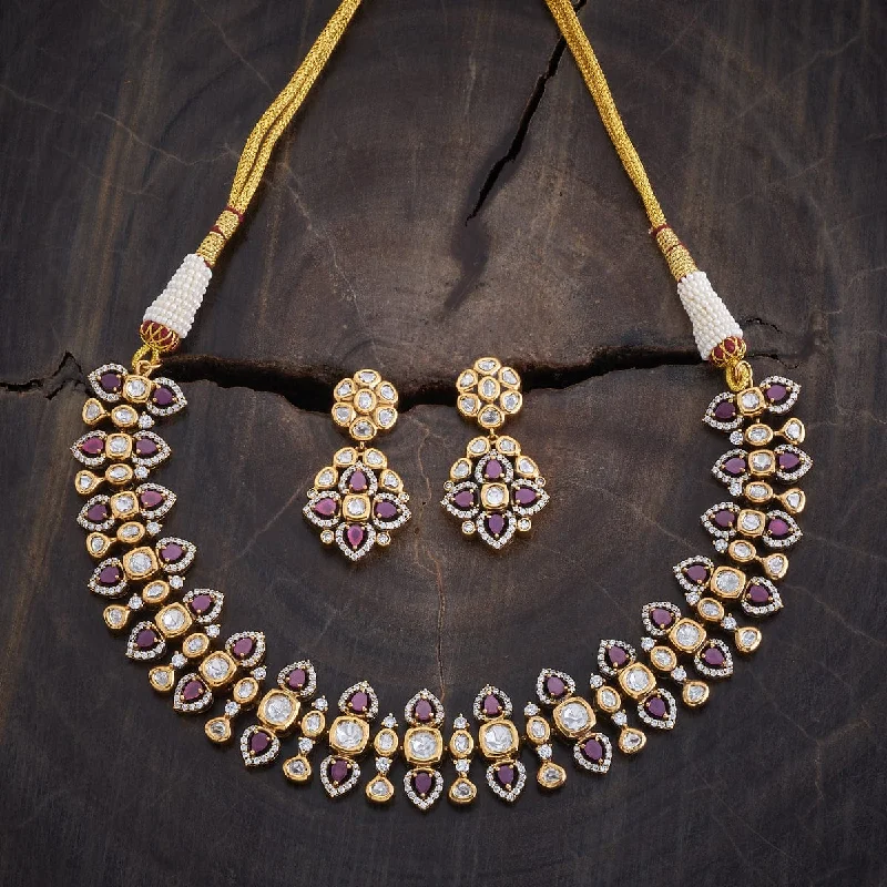 geometric diamond earrings gold Kundan Necklace 174052