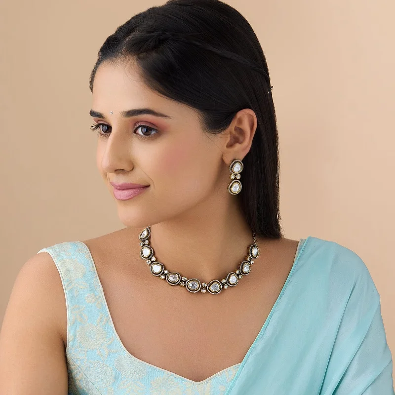 gold-plated chain necklace with charms Kundan Necklace 174476