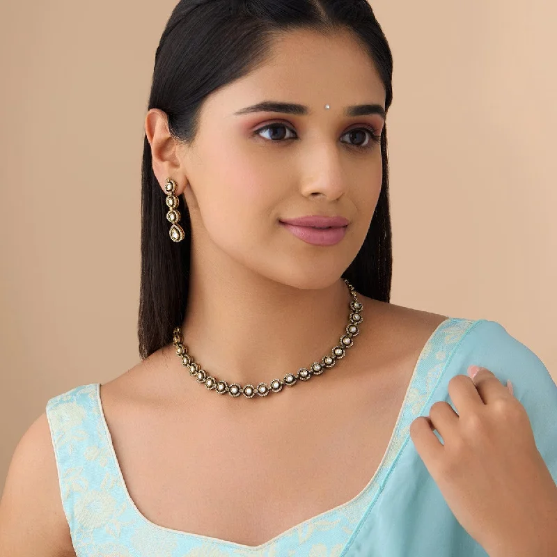 personalized engraved locket Kundan Necklace 174494
