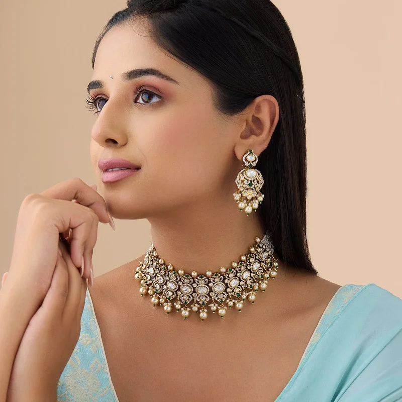 handcrafted gemstone drop earrings Kundan Necklace 176784