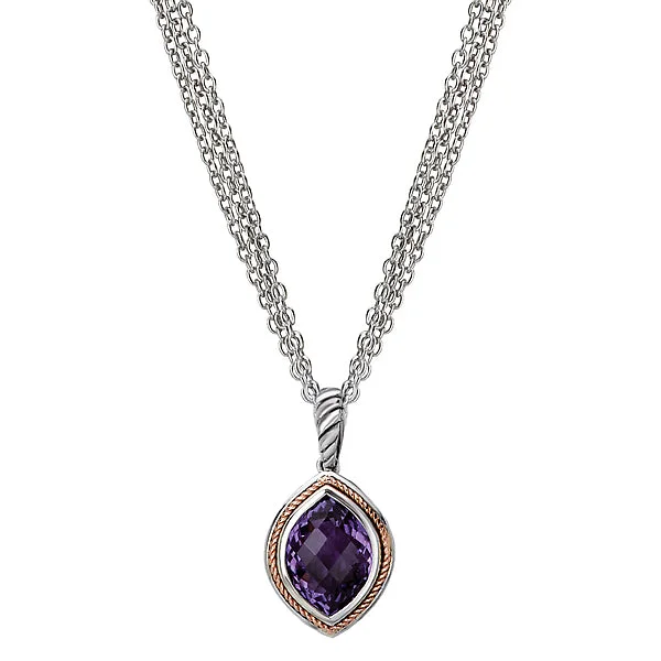 twisted rope gold chain Ladies Fashion Gemstone Pendant
