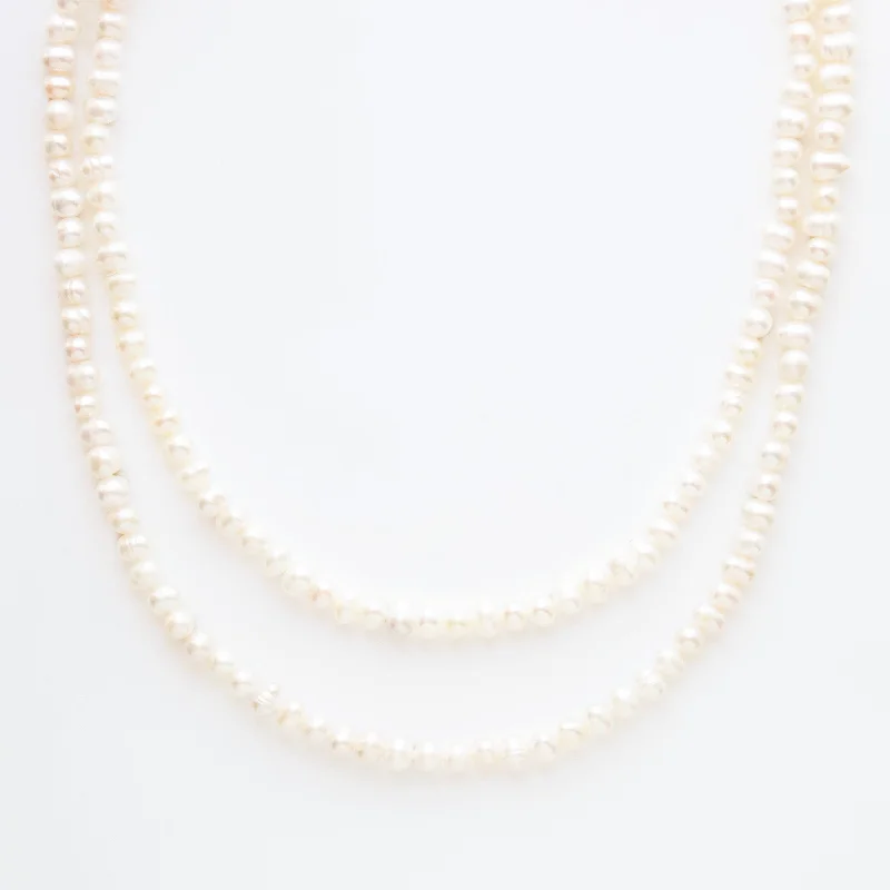 solid gold cartilage hoop Long Pearl Beaded Necklace