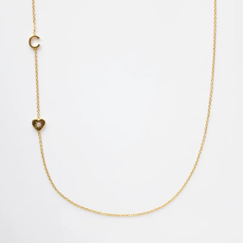 personalized zodiac birthstone necklace Louise Thompson Lucky Diamond Initial Necklace