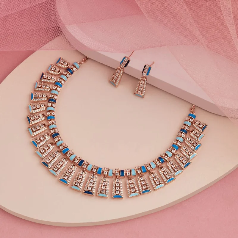 classic pearl bridal earrings Meenakari Zircon Necklace 169706