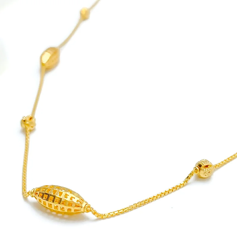 Mesmerizing Golden 22k Gold Long Glowing Necklace - 28"