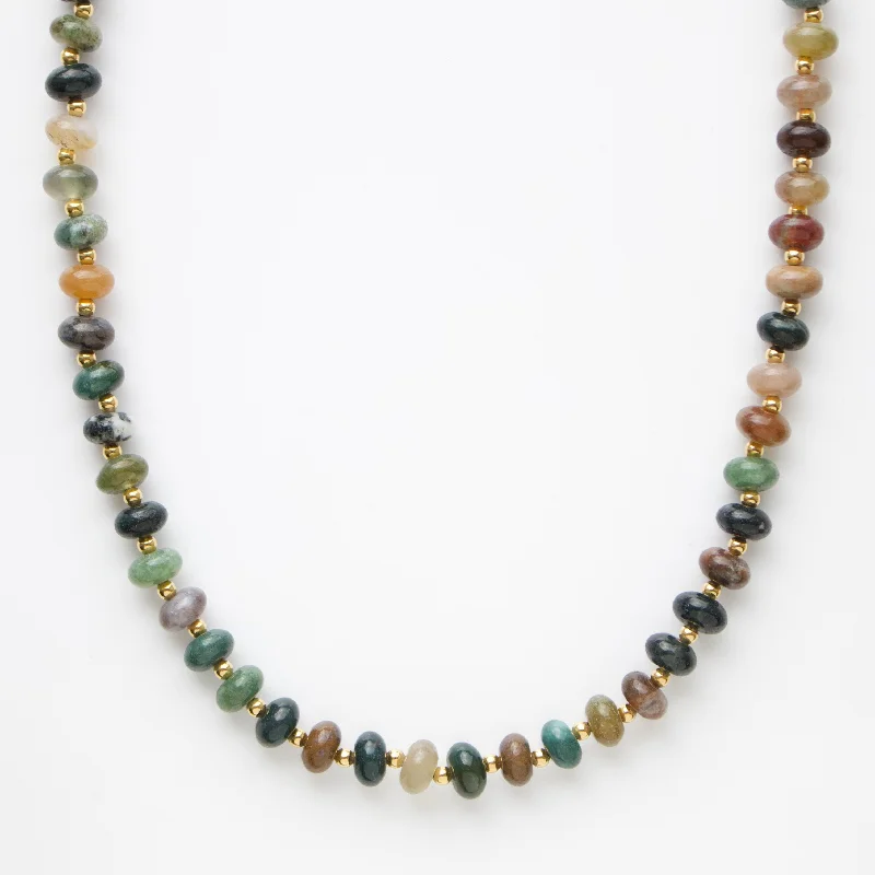 gold wedding band for men Moss Agate Beaded Necklace