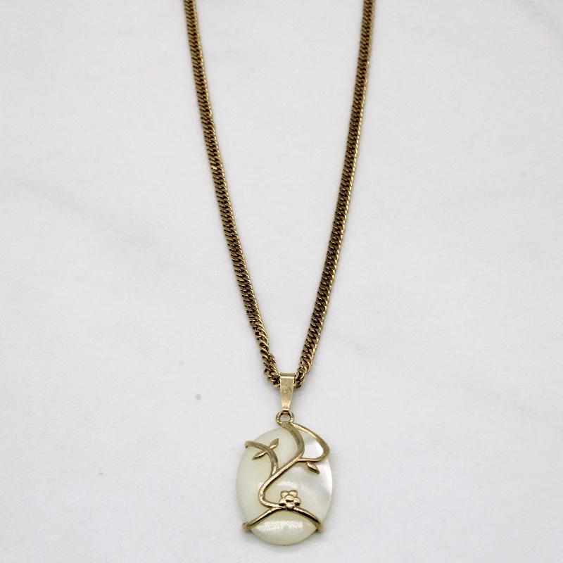 handcrafted gemstone ring women Mother of Pearl Pendant & Necklace | 5.75ct | 18" |