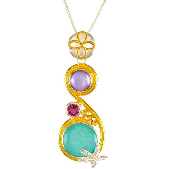 personalized engraved locket Multi-Stone Pendant