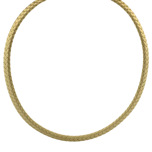 men’s woven leather bracelet Necklace in 18k Gold
