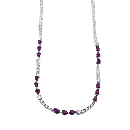 sapphire and diamond eternity ring Necklace in 18k Gold with Diamonds