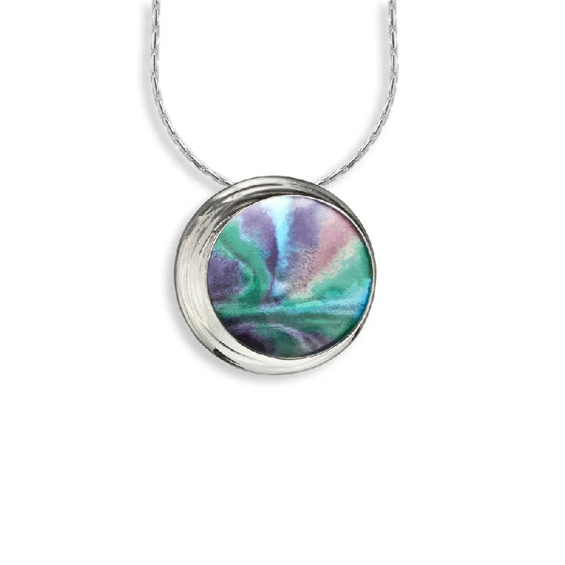 celestial moon and star bracelet Blue Color Aurora Circle Necklace Sterling Silver