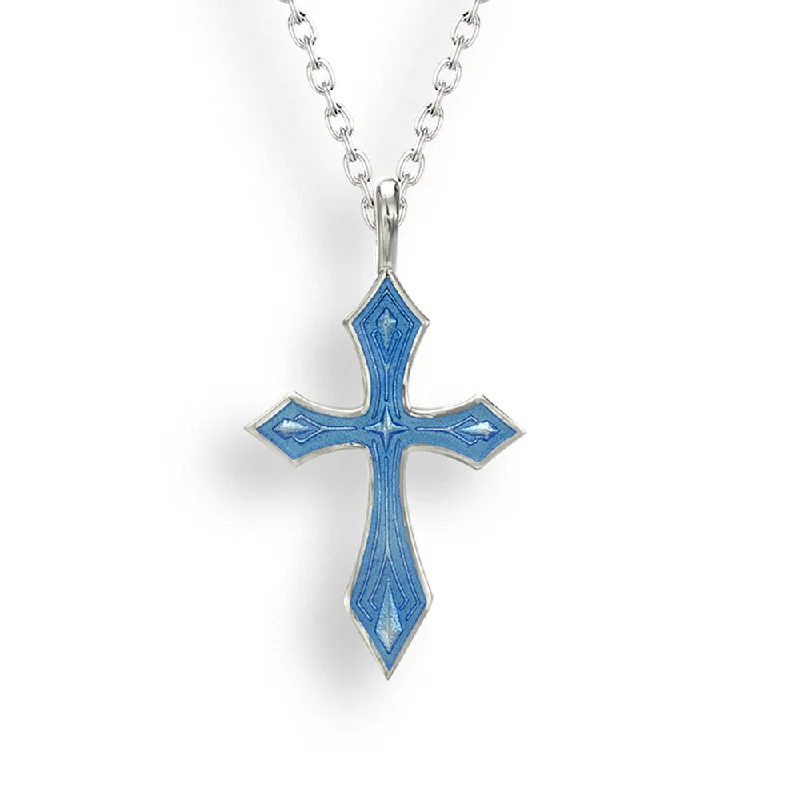handcrafted braided silver bracelet Blue Cross Necklace. Sterling Silver