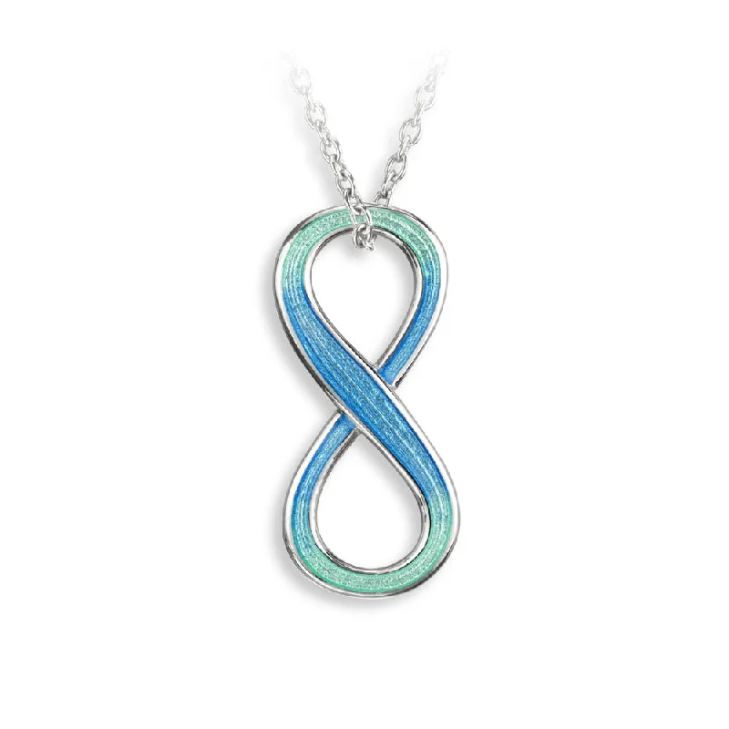 vintage-inspired gold locket Blue Infinity Necklace. Sterling Silver