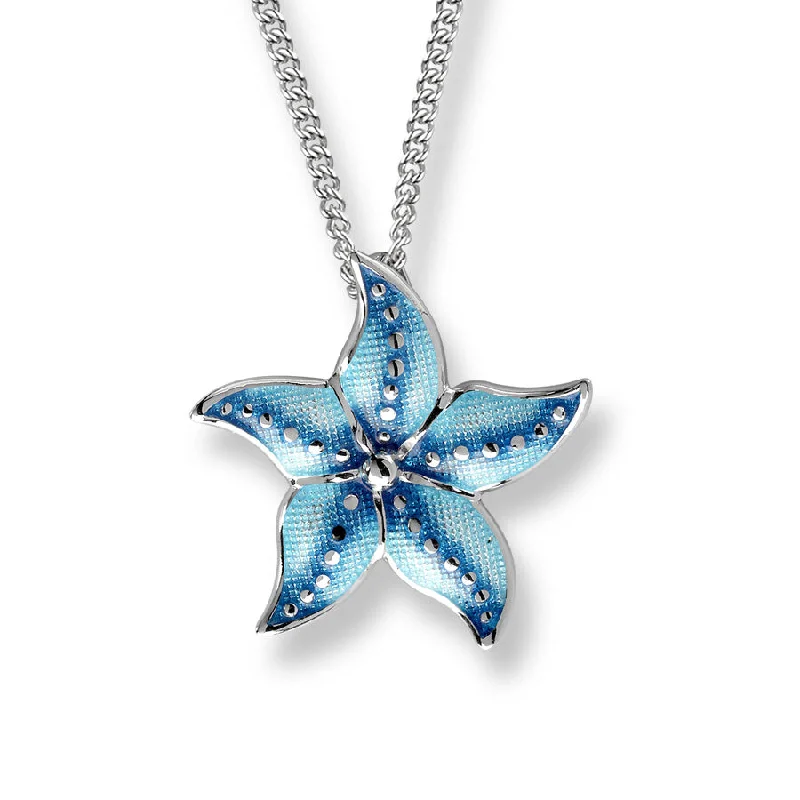 elegant aquamarine drop earrings Blue Sea Star Necklace. Sterling Silver