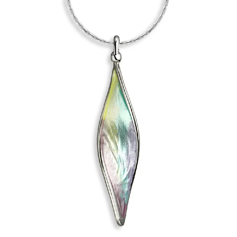 modern infinity signet ring Green Color Aurora Elongated Marquise Twist Necklace Sterling Silver